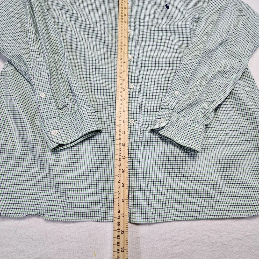 Ralph Lauren Mens Shirt 17.5‎ Green Blue  Checked Button Down Pony Long Sleeve